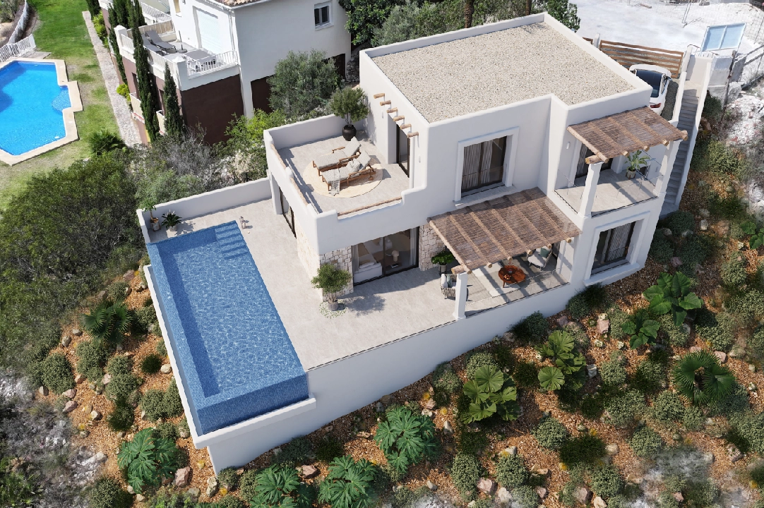 villa in Pedreguer(Monte Solana I) for sale, built area 252 m², year built 2025, air-condition, plot area 608 m², 3 bedroom, 2 bathroom, swimming-pool, ref.: UM-UV-SERPIS-13