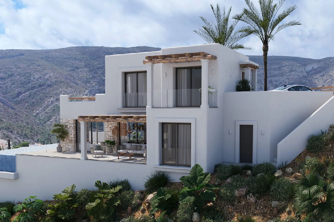 villa in Pedreguer(Monte Solana I) for sale, built area 252 m², year built 2025, air-condition, plot area 608 m², 3 bedroom, 2 bathroom, swimming-pool, ref.: UM-UV-SERPIS-4