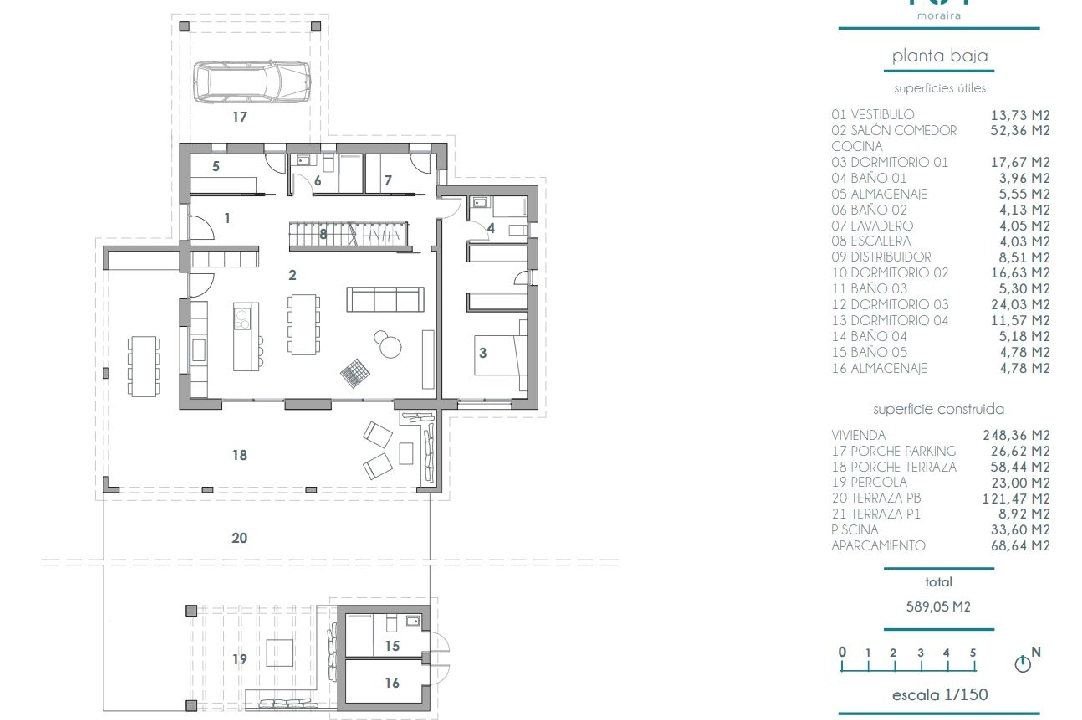 villa in Moraira for sale, built area 248 m², air-condition, plot area 800 m², 4 bedroom, 5 bathroom, swimming-pool, ref.: BI-MT.H-795-11