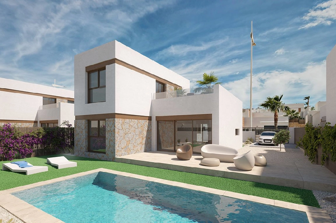 villa in Algorfa for sale, built area 198 m², condition first owner, + fussboden, air-condition, plot area 308 m², 3 bedroom, 2 bathroom, swimming-pool, ref.: HA-ARN-109-E01-1