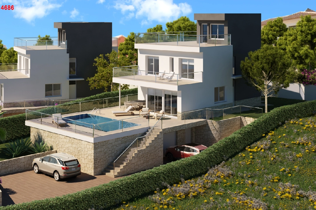 villa in Calpe(Ortembach) for sale, built area 350 m², air-condition, plot area 792 m², 4 bedroom, 4 bathroom, swimming-pool, ref.: CA-H-1849-AMBE-4