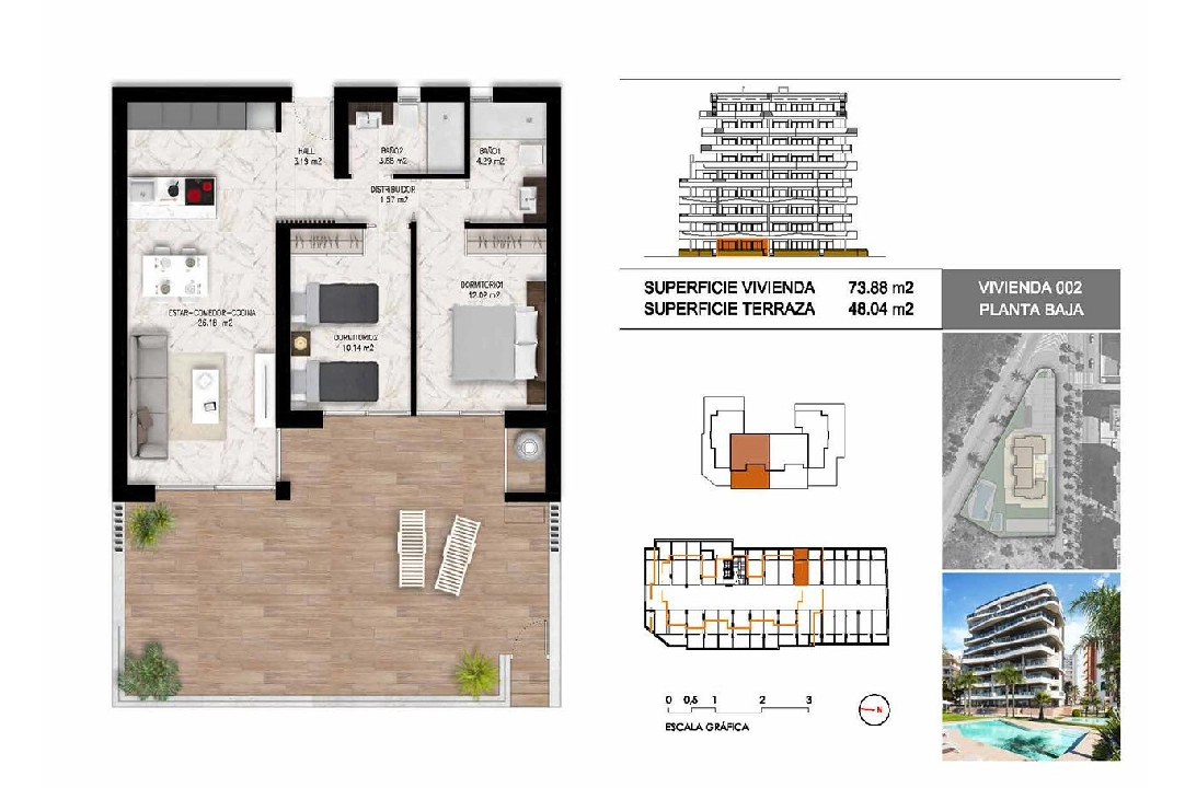 apartment on higher floor in Guardamar del Segura for sale, built area 102 m², condition first owner, 2 bedroom, 2 bathroom, swimming-pool, ref.: HA-GUN-411-A01-15