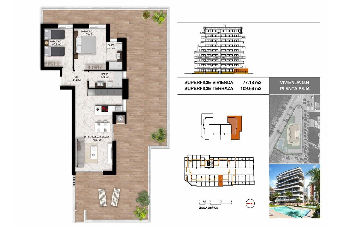 apartment on higher floor in Guardamar del Segura for sale, built area 102 m², condition first owner, 2 bedroom, 2 bathroom, swimming-pool, ref.: HA-GUN-411-A01-17