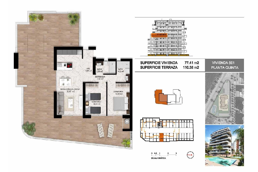 apartment on higher floor in Guardamar del Segura for sale, built area 102 m², condition first owner, 2 bedroom, 2 bathroom, swimming-pool, ref.: HA-GUN-411-A01-22