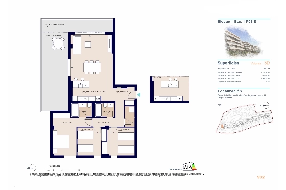 Apartment in El Vergel zu verkaufen, Wohnfläche 95 m², Baujahr 2027, Klimaanlage, Grundstück 43 m², 3 Schlafzimmer, 2 Badezimmer, Pool, ref.: AH-EV-VI-1-01-03-E-19