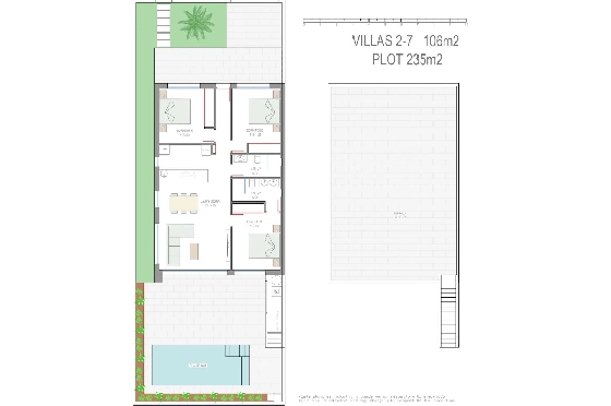 Villa in Los Alcazares zu verkaufen, Wohnfläche 198 m², Zustand Erstbezug, Klimaanlage, Grundstück 235 m², 3 Schlafzimmer, 2 Badezimmer, Pool, ref.: HA-LAN-501-E01-31
